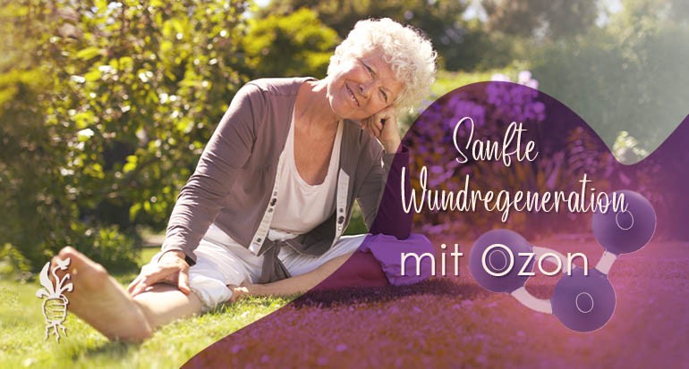Eine glückliche ältere Frau nach Verwendung von ozonisiertem Öl zur Wundbehandlung.